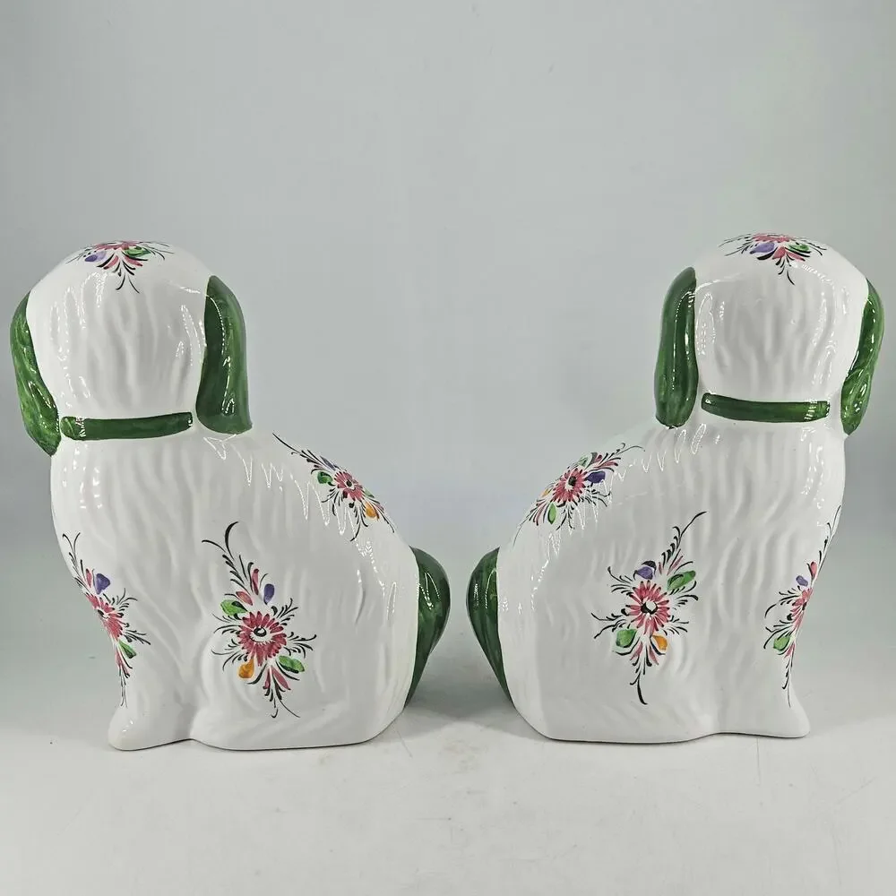 Vintage set of Staffordshire style hand painted Cavalier Dogs Portugal